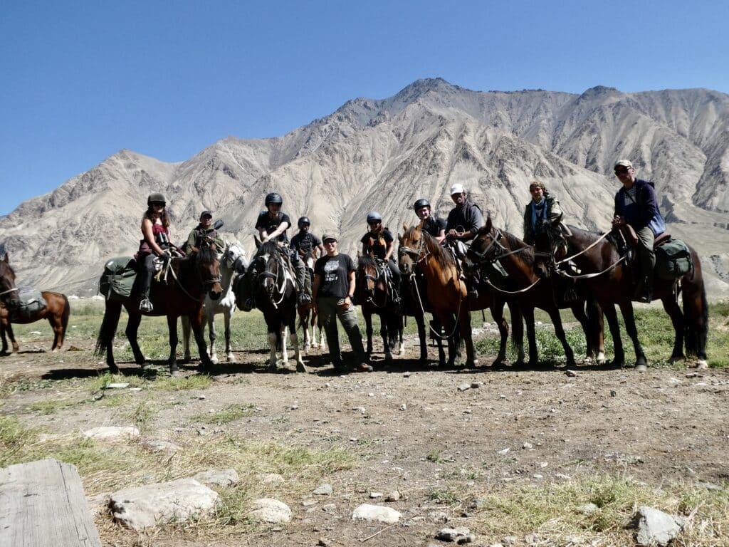 In Kirghiztan, travel is done on horseback
