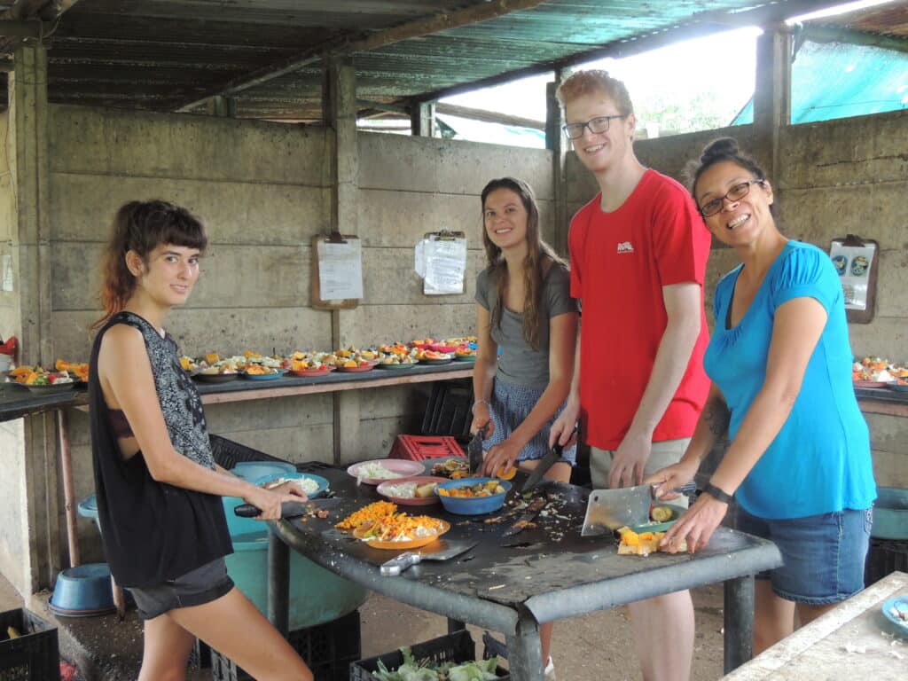 Preparing food for the monkeys